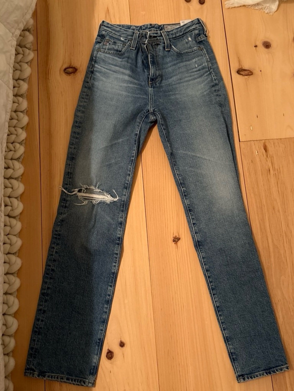 High-Rise Women's Distressed Blue Jeans
